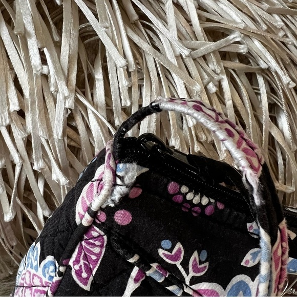 VERA BRADLEY Alpine Floral Little Crossbody Black Blue Purple Quilted REPAIRED - Picture 4 of 16